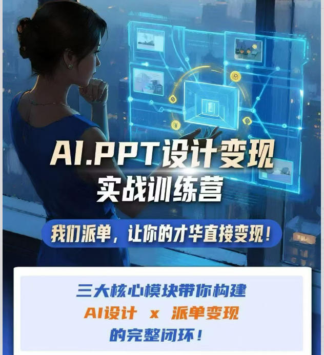 AI+PPT设计变现实战训练营，我们派单，让你的才华直接变现，三大核心模块带你构建Al设计x派单变现的完整闭环-小艾项目网