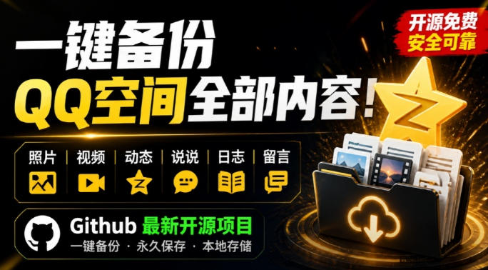 一键将你QQ空间全部内容备份下来!照片/视频/动态信息全存本地,Github最新开源项目QzoneArchive-小艾项目网