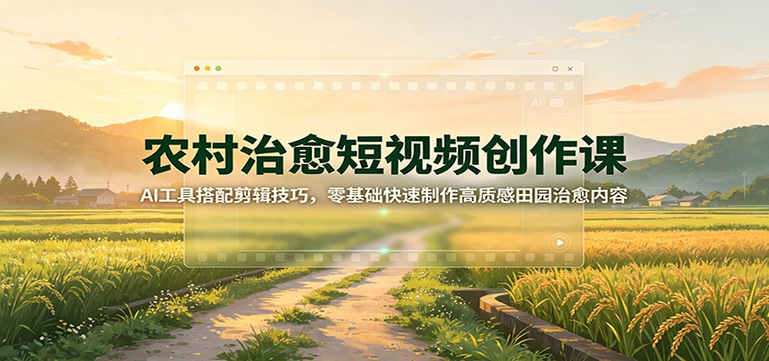 农村治愈短视频创作课：AI工具搭配剪辑技巧，零基础快速制作高质感田园治愈内容-小艾项目网