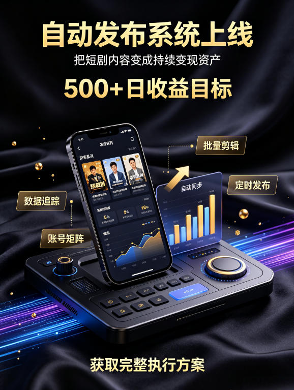 还在找靠谱线上副业?快手短剧项目,全程自动发布内容,不用熬夜做视频,轻松日入500+【揭秘】-小艾项目网
