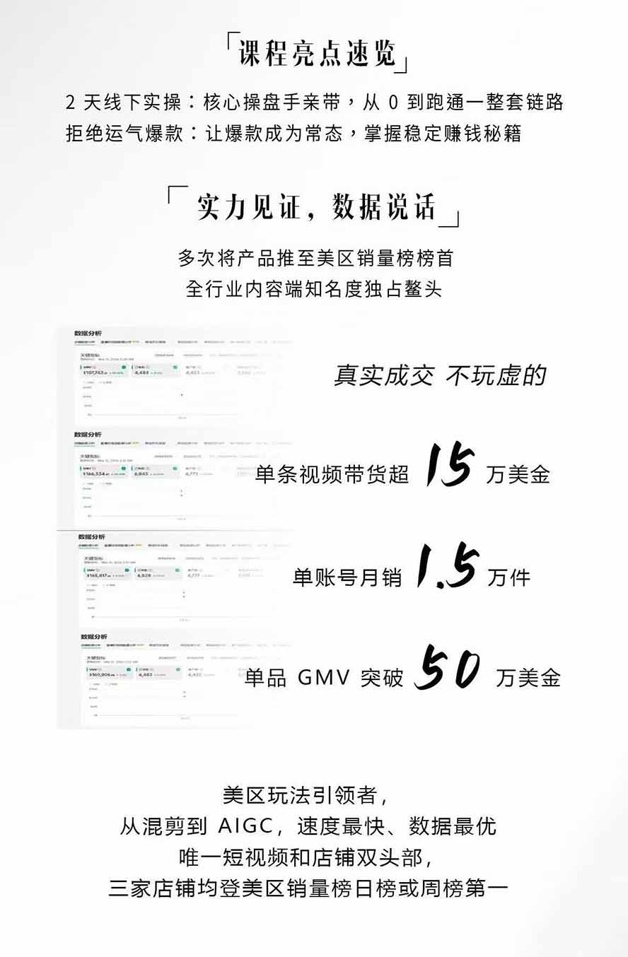 图片[2]-AIGC×TikTok美区短视频带货线下课；两天一夜完整回放，12小时高清视频收录头部操盘手全流程教学-小艾项目网