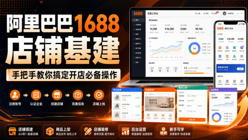 阿里巴巴1688店铺基建，手把手教你搞定开店必备操作(更新8月)-小艾项目网