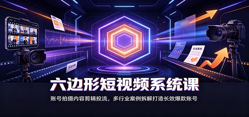 六边形短视频系统课：账号拍摄内容剪辑投流，多行业案例拆解打造长效爆款账号-小艾项目网