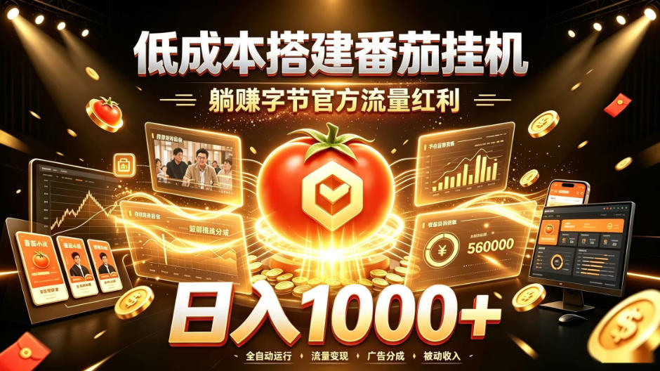 低成本搭建番茄挂G,躺賺字节官方流量红利,日入1k+,全程傻瓜式落地【揭秘】-小艾项目网