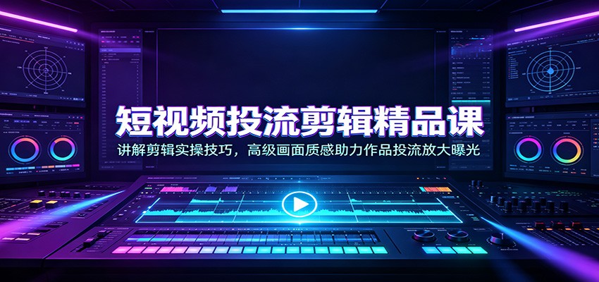 短视频投流剪辑精品课：讲解剪辑实操技巧，高级画面质感助力作品投流放大曝光-小艾项目网