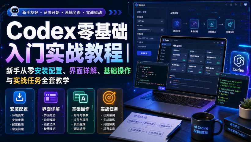 Codex零基础入门实战教程｜新手从零安装配置、界面详解、基础操作与实战任务全套教学-小艾项目网