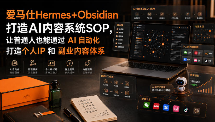 爱马仕Hermes+Obsidian打造AI内容系统SOP，让普通人也能通过 AI 自动化打造个人IP 和 副业内容体系-小艾项目网