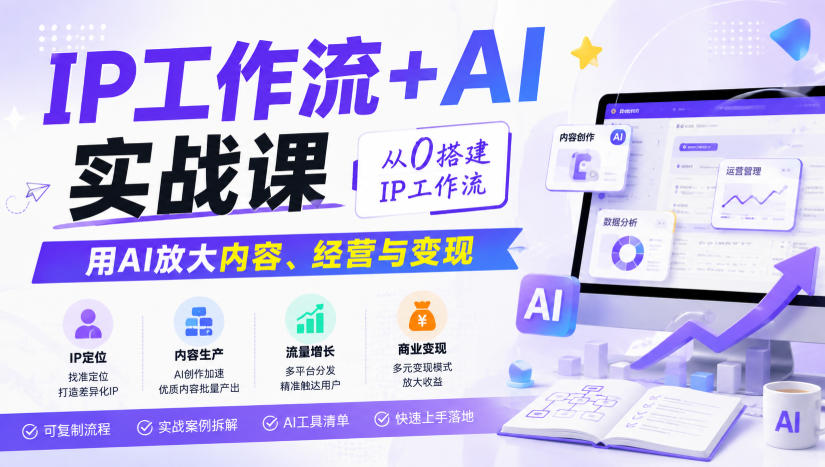IP工作流+AI实战课，从0搭建IP工作流，用AI放大内容、经营与变现-小艾项目网