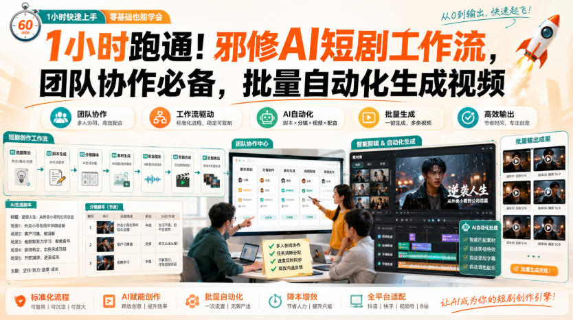 1小时跑通！邪修AI短剧工作流，团队协作必备，批量自动化生成视频-小艾项目网