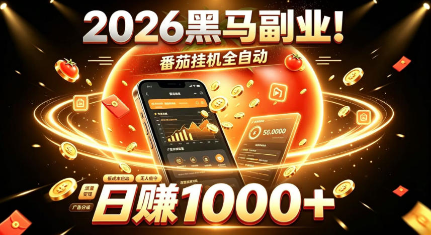 2026黑马副业！番茄挂G全自动日入1000+，操作最简单、门槛最低的线上轻资产项目【揭秘】-小艾项目网