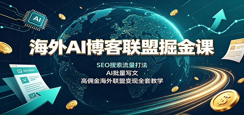 海外AI博客联盟掘金课：SEO搜索流量打法，AI批量写文，高佣金海外联盟变现全套教学-小艾项目网
