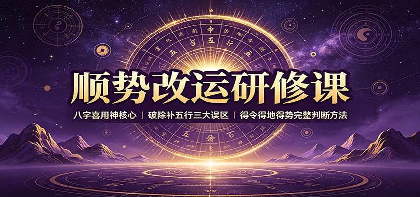 顺势改运研修课：八字喜用神核心，破除补五行三大误区，得令得地得势完整判断方法-小艾项目网