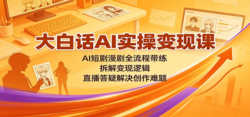 大白话AI实操变现课:AI短剧漫剧全流程带练,拆解变现逻辑,直播答疑解决创作难题-小艾项目网