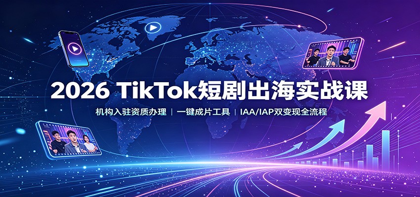 2026 TikTok短剧出海实战课：机构入驻资质办理，一键成片工具，IAA/IAP双变现全流程-小艾项目网