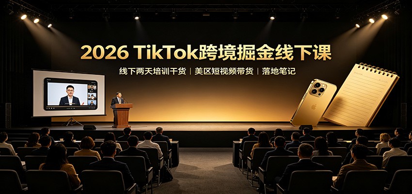 2026 TikTok跨境掘金线下课：线下两天培训干货，美区短视频带货落地笔记-小艾项目网
