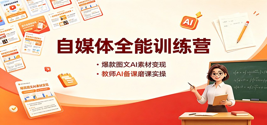自媒体全能训练营：爆款图文AI素材变现，教师AI备课磨课实操-小艾项目网