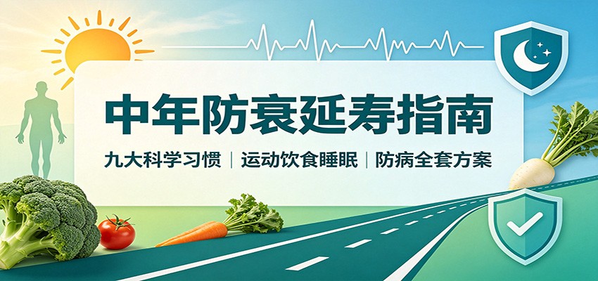 中年防衰延寿指南：九大科学习惯，运动饮食睡眠防病全套方案-小艾项目网