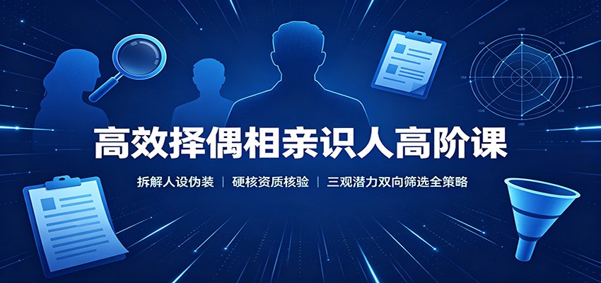 高效择偶相亲识人高阶课：拆解人设伪装，硬核资质核验，三观潜力双向筛选全策略-小艾项目网