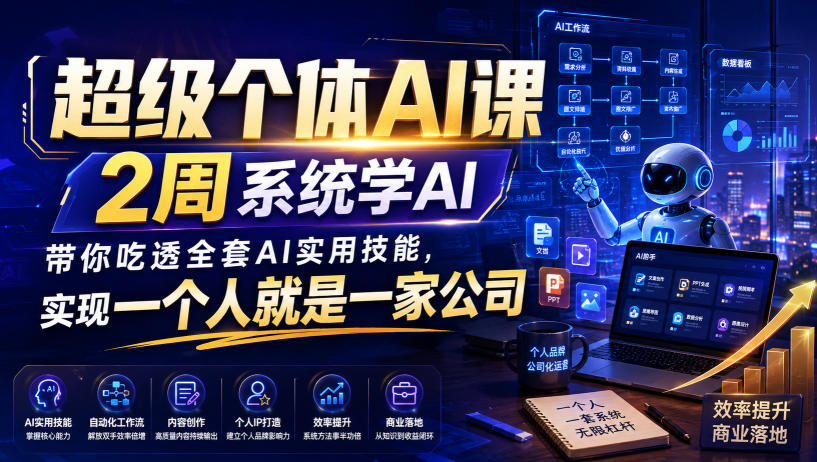 超级个体AI课,2周系统学AI,带你吃透全套AI实用技能,实现一个人就是一家公司(更新0818)-小艾项目网