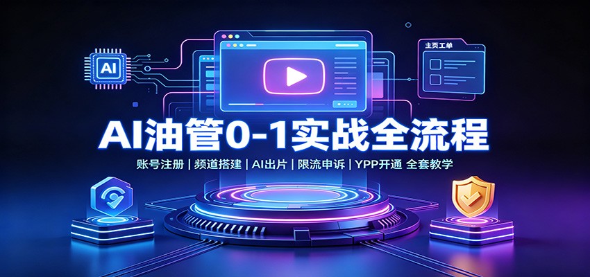 AI油管0-1实战：账号注册频道搭建，AI出片，限流申诉，YPP开通全套教学-小艾项目网