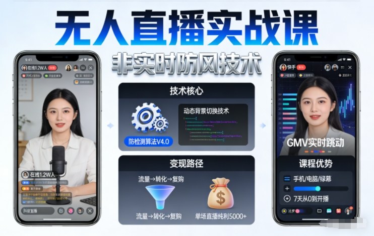 宝子哥无人直播实战课，非实时防风技术，聚焦抖音快手等平台直播带货，轻松开启直播变现之路(更新2026年08月18日)-小艾项目网