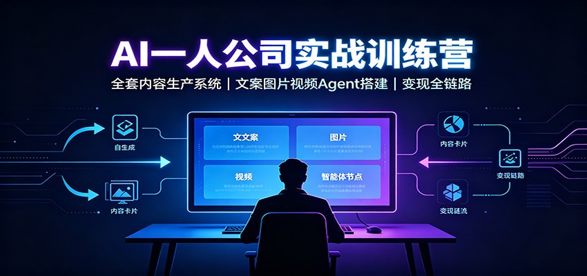 AI创作一人公司实战训练营：全套内容生产系统，文案图片视频Agent搭建变现全链路-小艾项目网