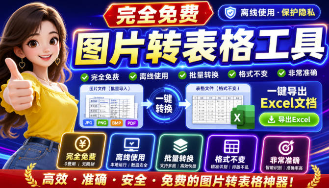 图片表格识别提取工具，支持一键从图片中智能提取表格并导出Excel文件，可离线免网运行，FastTableOCR-小艾项目网