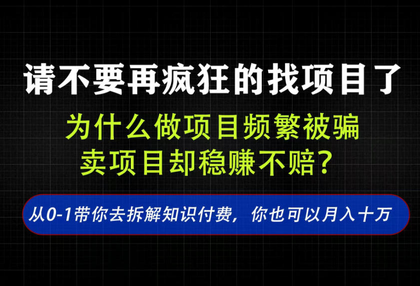 找项目？别傻了！卖项目才是真的一本万利！看完你全都懂了【揭秘】-小艾项目网