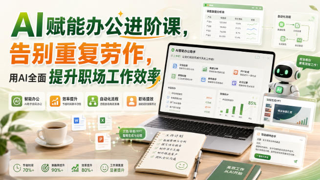 AI赋能办公进阶课，告别重复劳作，用AI全面提升职场工作效率-小艾项目网