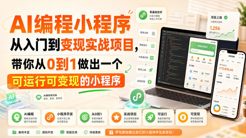 AI编程小程序从入门到变现实战项目，带你从0到1做出一个可运行可变现的小程序-小艾项目网