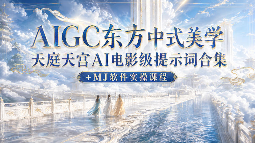 AIGC东方中式美学天庭天宫AI电影级提示词合集+MJ软件实操课程-小艾项目网