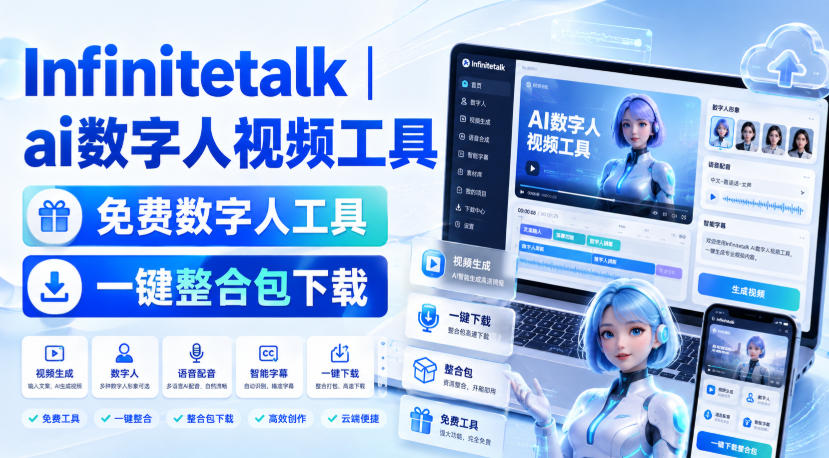 Infinitetalk丨ai数字人视频工具，免费数字人工具，一键整合包下载-小艾项目网