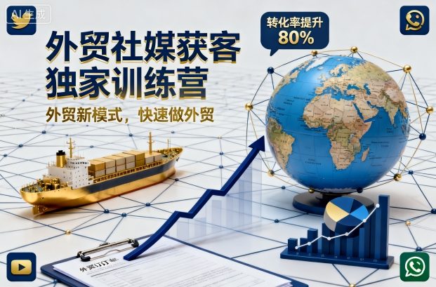 外贸社媒获客独家训练营,外贸新模式,快速做外贸(更新26年08月21日)-小艾项目网