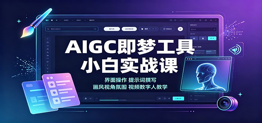 AIGC即梦工具小白实战课：界面操作，提示词撰写，画风视角氛围视频数字人教学-小艾项目网
