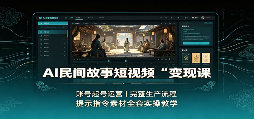 AI民间故事短视频变现课：账号起号运营，完整生产流程，提示指令素材全套实操教学-小艾项目网