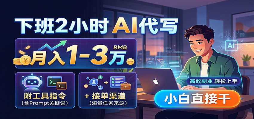 下班2小时AI代写,月入1-3万,附工具指令+接单渠道,小白直接干-小艾项目网