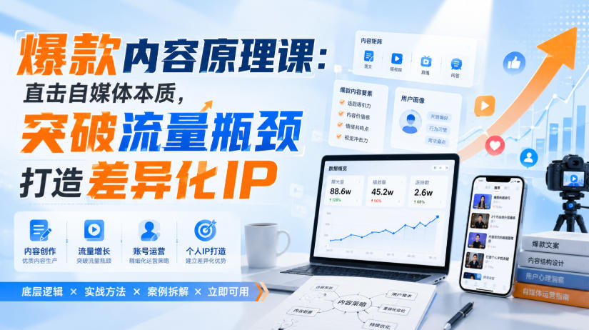 爆款内容原理课:直击自媒体本质,突破流量瓶颈打造差异化IP-小艾项目网