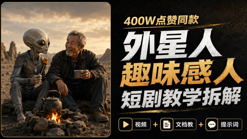 400W点赞同款外星人趣味感人短剧教学拆解，视频+文档教+提示词-小艾项目网