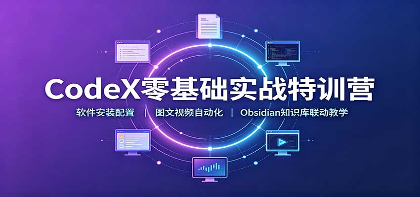 CodeX零基础实战特训营：软件安装配置，图文视频自动化，Obsidian知识库联动教学-小艾项目网