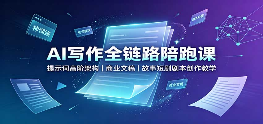 AI写作全链路陪跑课：提示词高阶架构，商业文稿，故事短剧剧本创作教学-小艾项目网