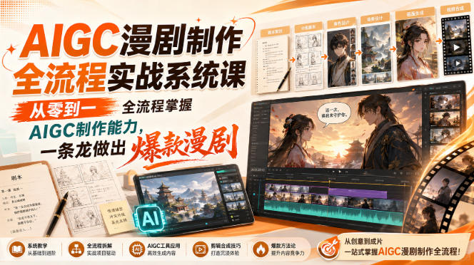 AIGC漫剧制作全流程实战系统课，从零到一全流程掌握AIGC制作能力，一条龙做出爆款漫剧-小艾项目网
