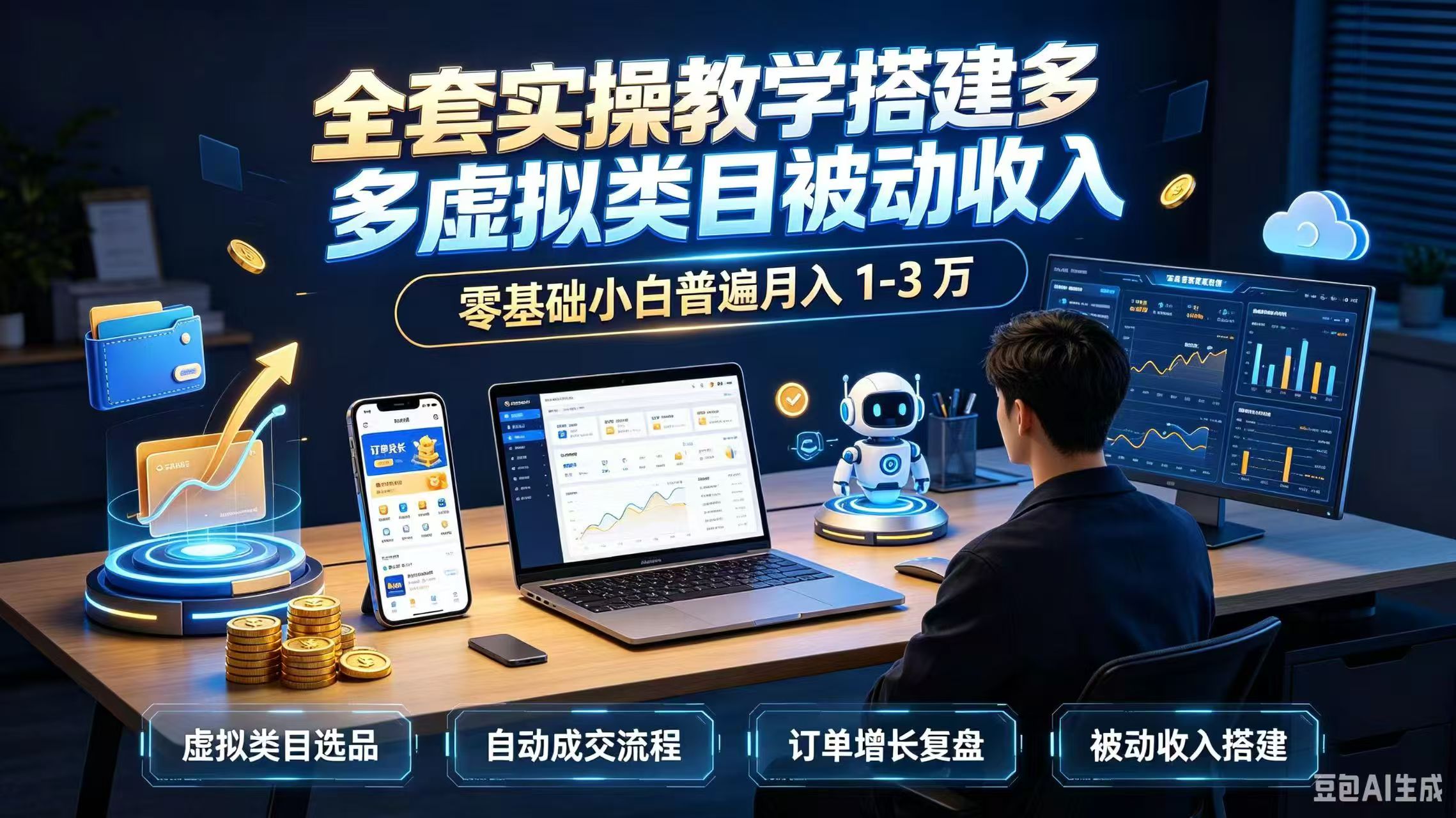 全套实操教学搭建多多虚拟类目被动收入,零基础小白普遍月入 1-3 万-小艾项目网