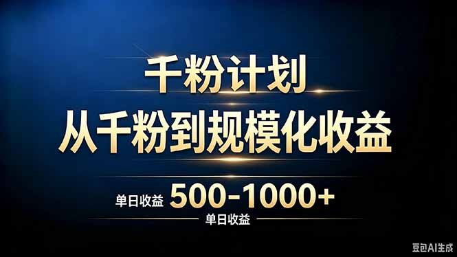 抖音千粉账号计划,从千粉到规模化收益 500-1000+单日收益-小艾项目网