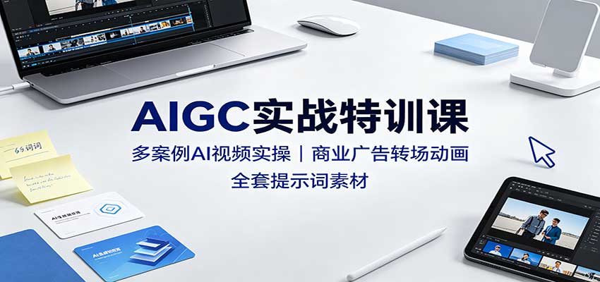AIGC实战特训课:多案例AI视频实操,商业广告转场动画,全套提示词素材-小艾项目网