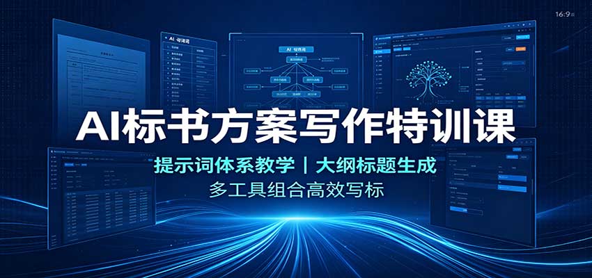 AI标书方案写作特训课：提示词体系教学，大纲标题生成，多工具组合高效写标-小艾项目网