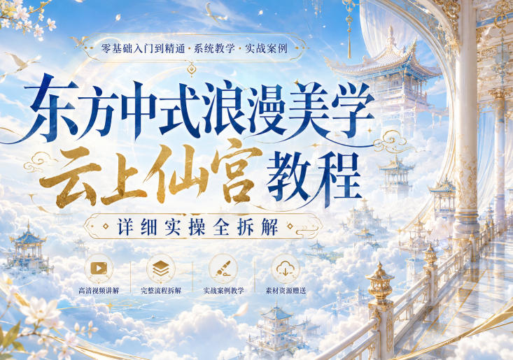 东方中式浪漫美学云上仙宫教程，详细实操全拆解-小艾项目网
