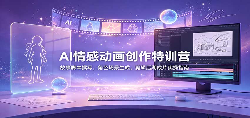 AI情感动画创作特训营：故事脚本撰写，角色场景生成，剪辑后期成片实操指南-小艾项目网
