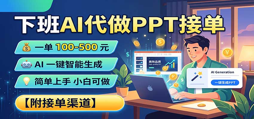 图片[1]-下班AI代做PPT接单，一单100-500，AI一键生成，小白也能做，附接单渠道-副业网创