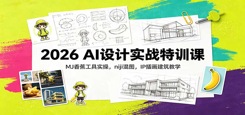 2026 AI设计实战特训课：MJ香蕉工具实操，niji混图，IP插画建筑教学-小艾项目网