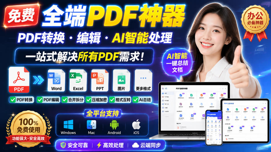 免费全端PDF神器，PDF转换·编辑·AI智能处理，一站式解决所有PDF需求!-小艾项目网